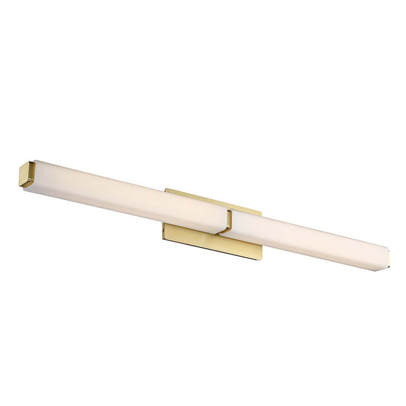 Applique murale encastrée à 1 lumière DEL à intensité variable Erby, Laiton brossé, 3000 K, H 5 po x l 39 po x P 3 po