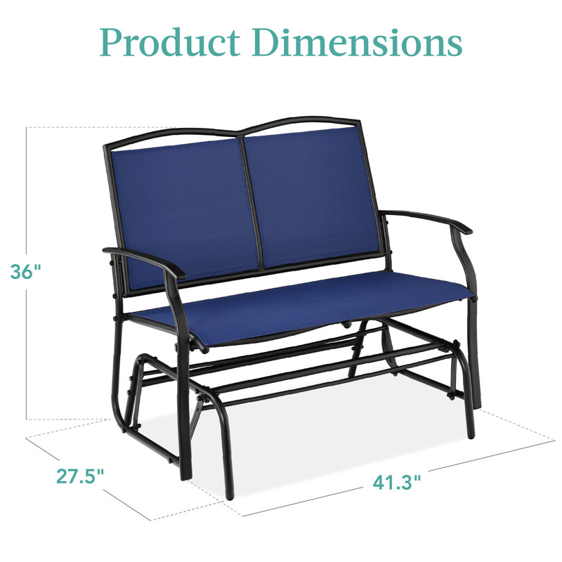 Fauteuil oscillant d'extérieur en métal Nethuki, Bleu marine / Noir