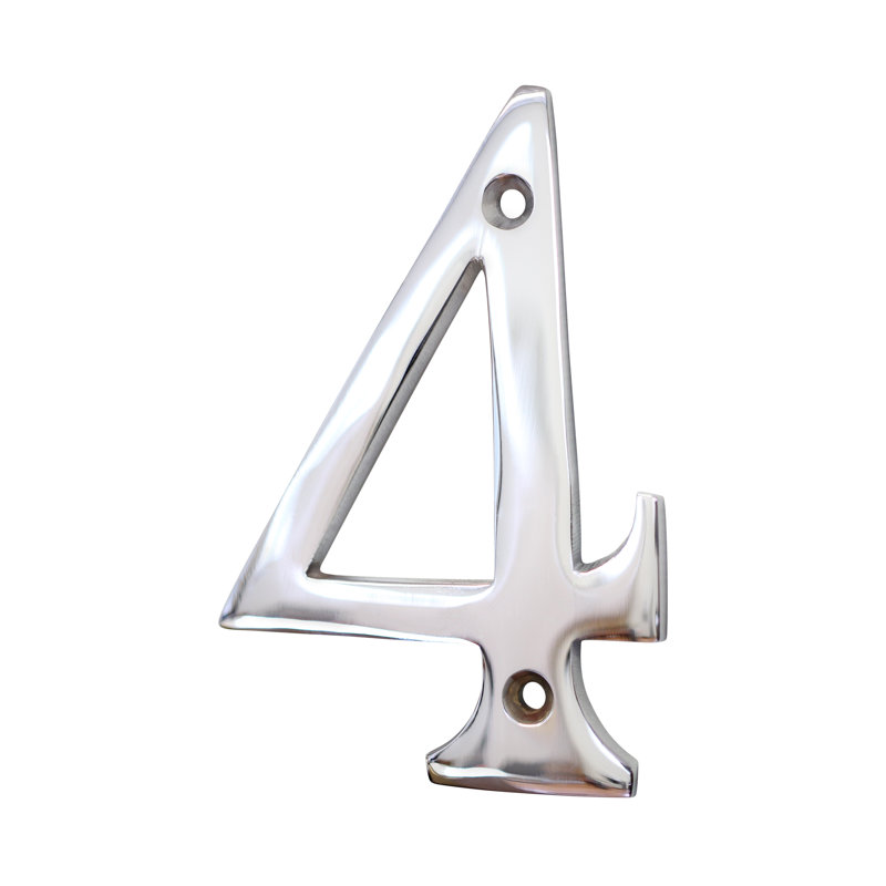 Numéro de maison 4 po, Chrome poli, 4