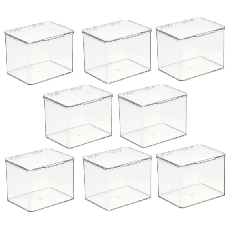 mDesign Plastic Kitchen Pantry/Fridge Storage Organizer, Hinge Lid, 4.8" H x 5" W x 6.6" D, 8