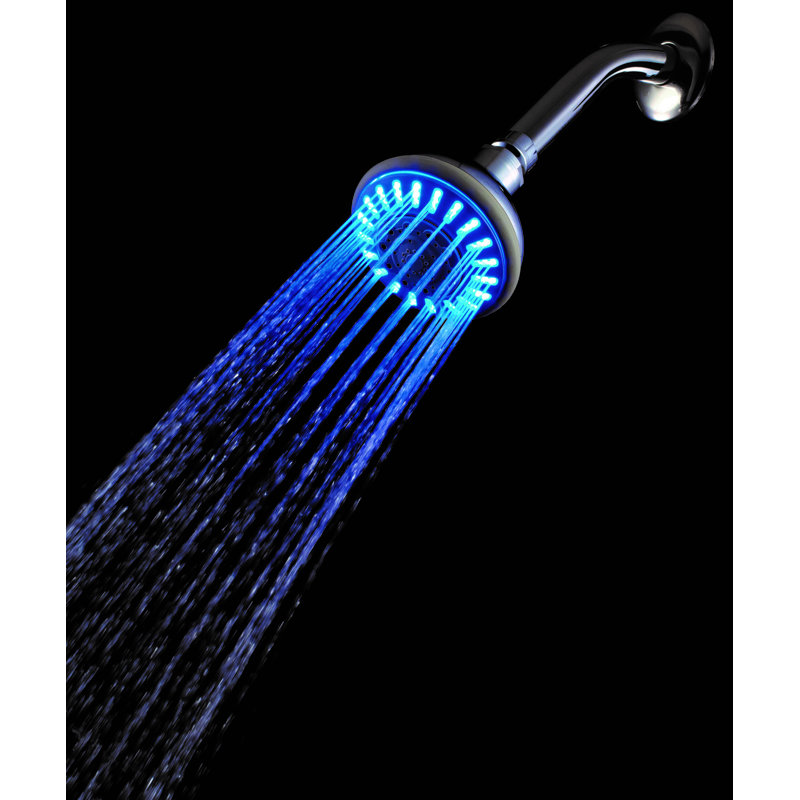 Ana Bath 4-Inch 5-Function Blue LED Multi Function Dual Shower Head with 5-Ft Hose, Brushed Nickel