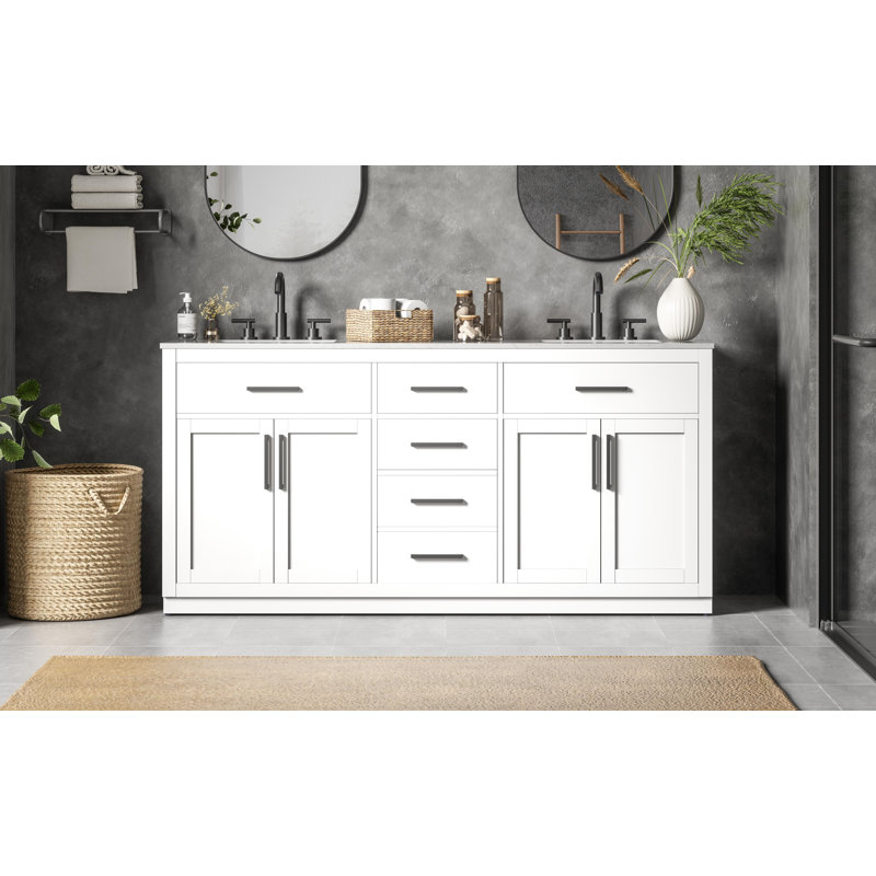 Meuble-lavabo double 72 po Ahner, Blanc