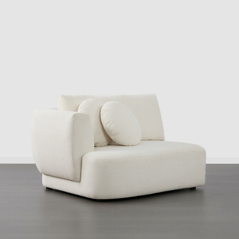 Aneika Left Arm Chair, Cream Polyester