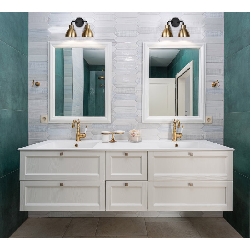 Éclairage pour salle de bain à intensité variable 2 lumières Florian, Noir mat, Bronze brillant