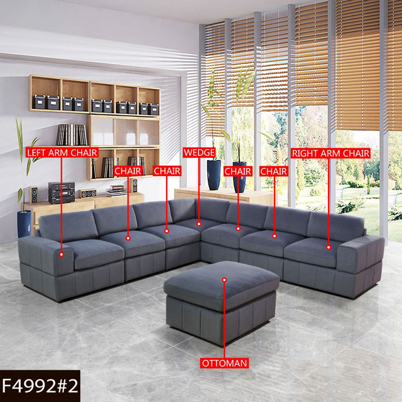 Zenius 129" Wide Dark Grey Microfiber Reversible Modular Sectional