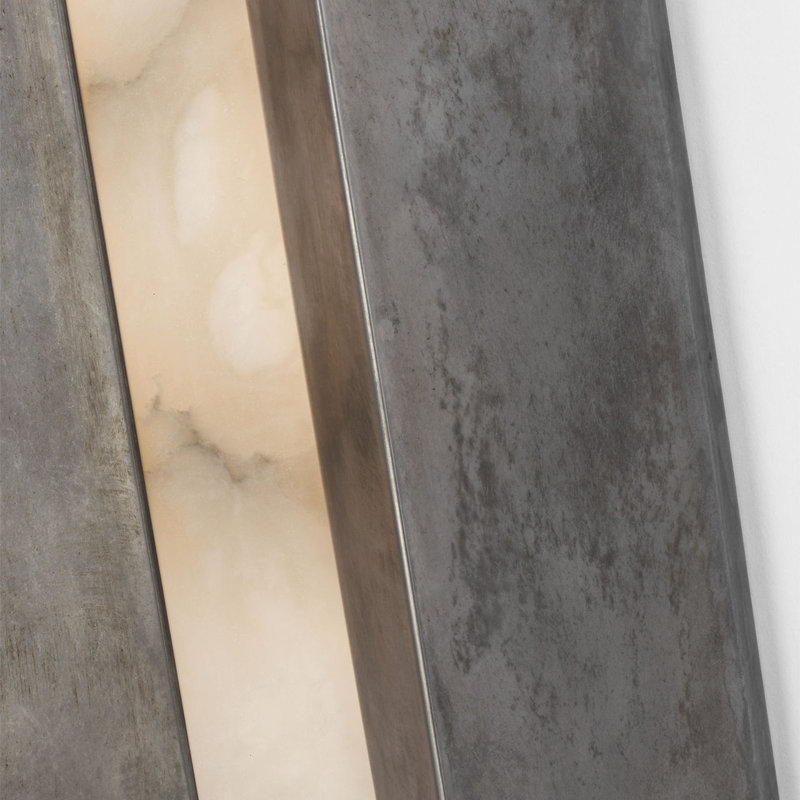 Anne-Marie Barton Austera 32" Sconce with Alabaster, Mottled Pewter, 20" H x 8" W x 3.25" D