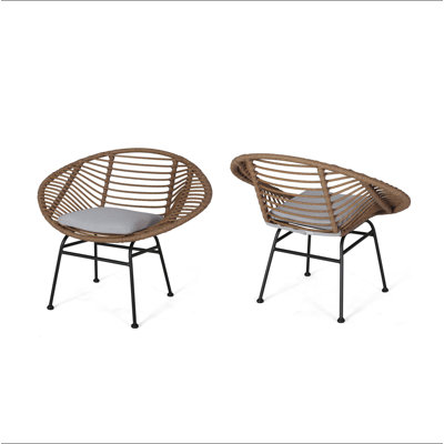 Ensemble de 2 chaises d'extérieur tissées avec coussins Engle