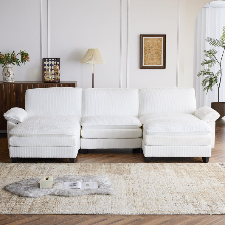 120'' W Double Layer U-shaped Cushion Cloud Comfy Couch