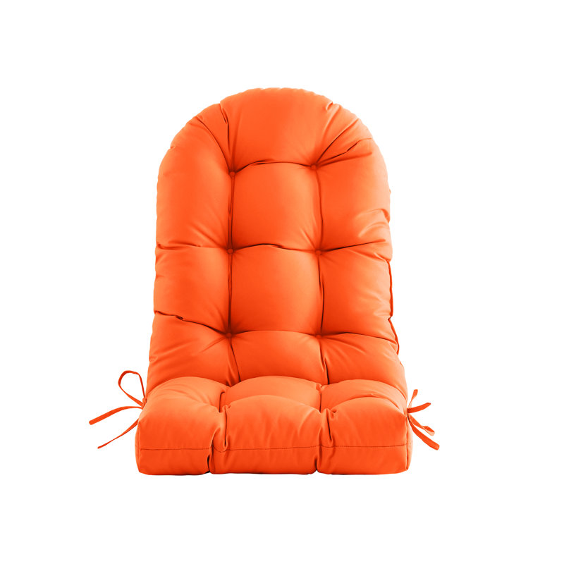 High-Back Seat Cushion - Waterproof Outdoor Adirondack Chair Cushion For Patio Furniture With Tie, Vibrant Color, Premium Elastic Padding, Multi-Scenario Use,Orange
