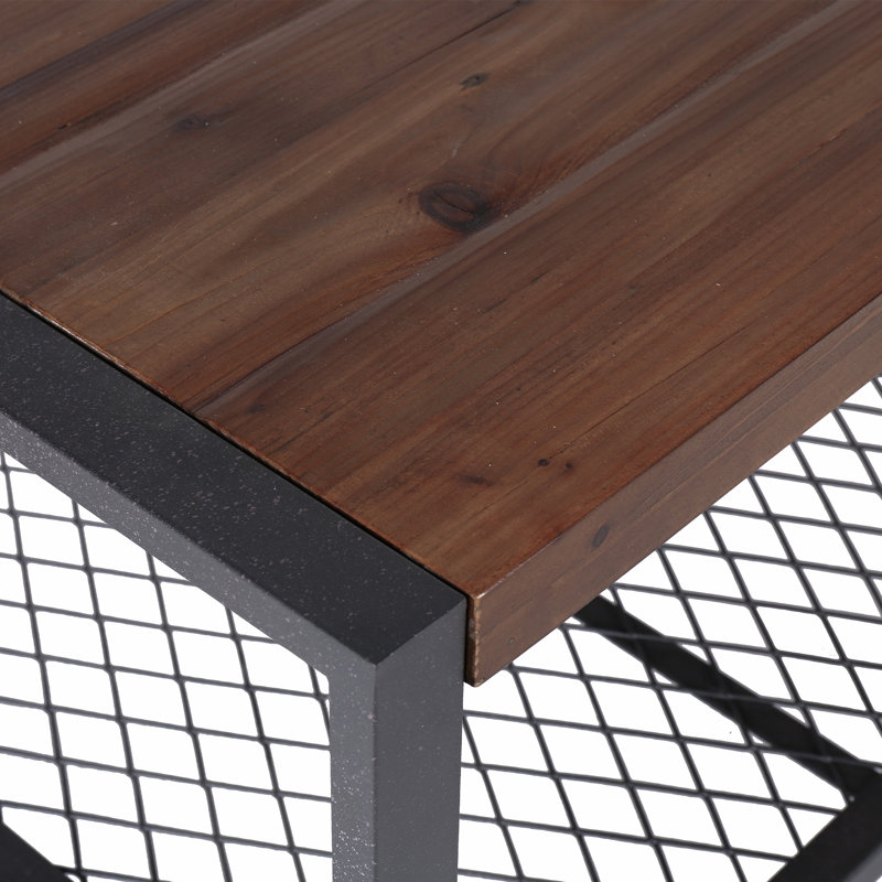 Rectangular Coffee Table With Solid Wood Table Topand Shelf