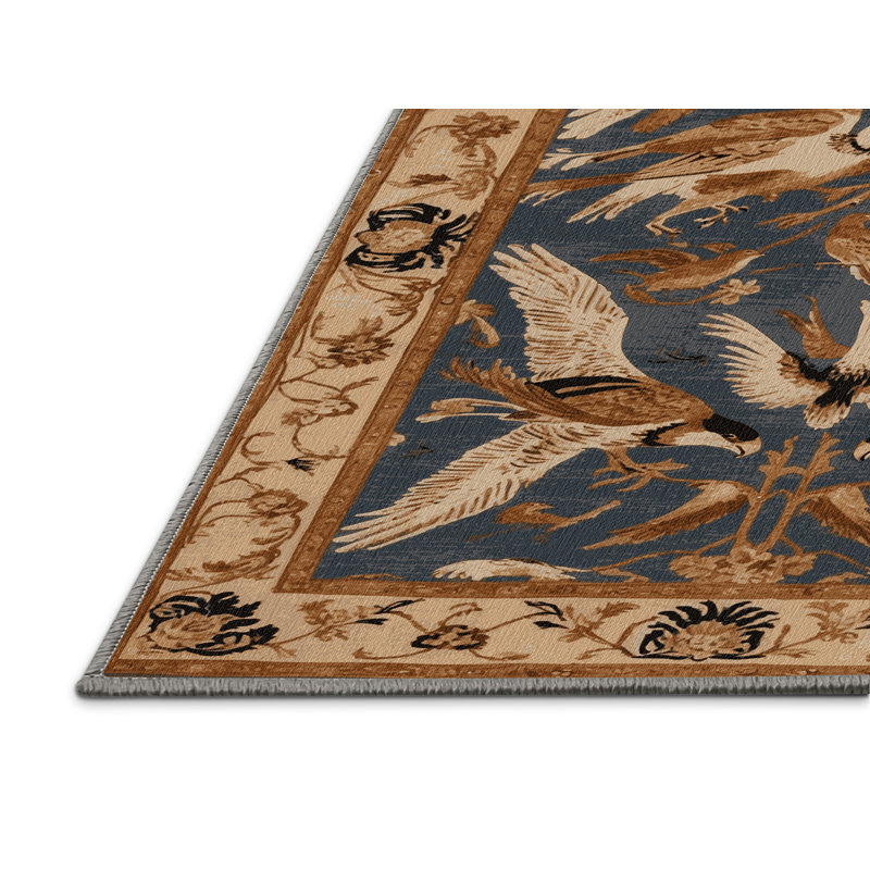 Tapis gris français lavable à la machine, Rond 8 pi