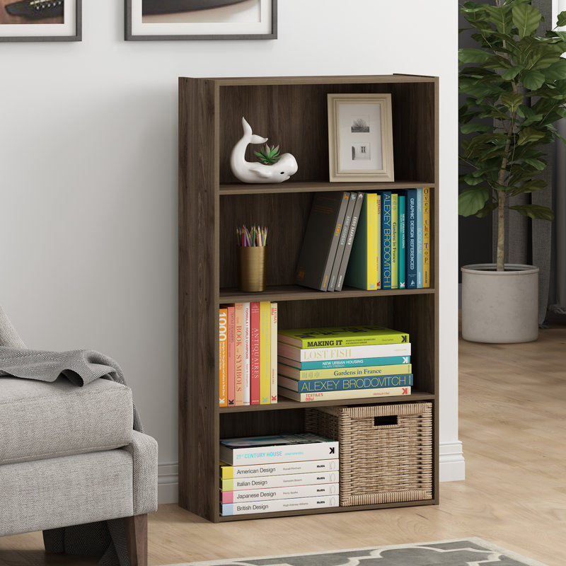 Breylynn Standard Bookcase, Columbia Walnut, (4 Shelves) 41.7" H x 23.6" W x 9.4" D