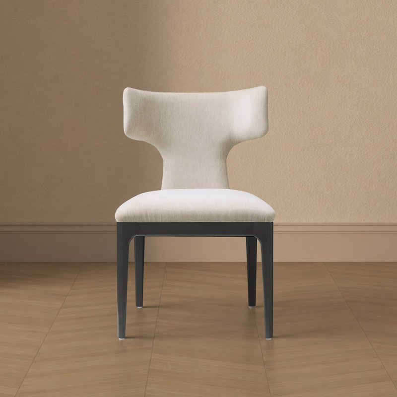 Chaise d'appoint de salle à manger en bois de hêtre Eloria, Crème