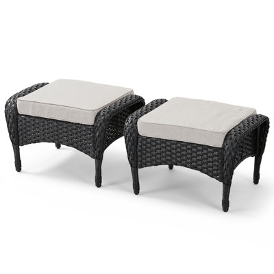 Gaetanino Wicker Outdoor Ottoman with Cushion