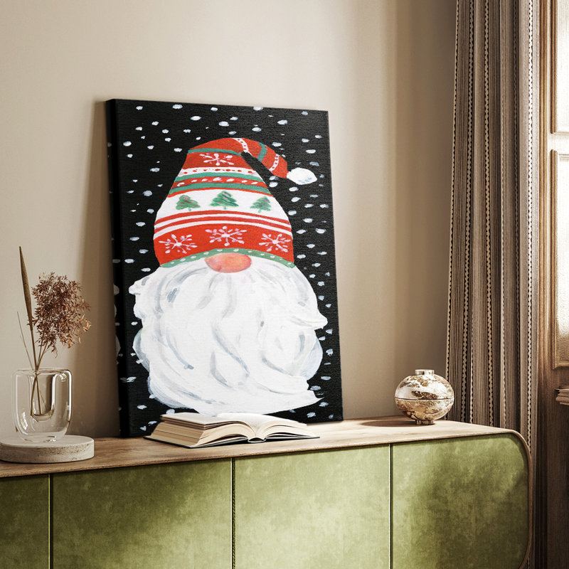 Winter Welcome Gnome -Custom Wrapped Gallery Cavas, 18" H x 12" W