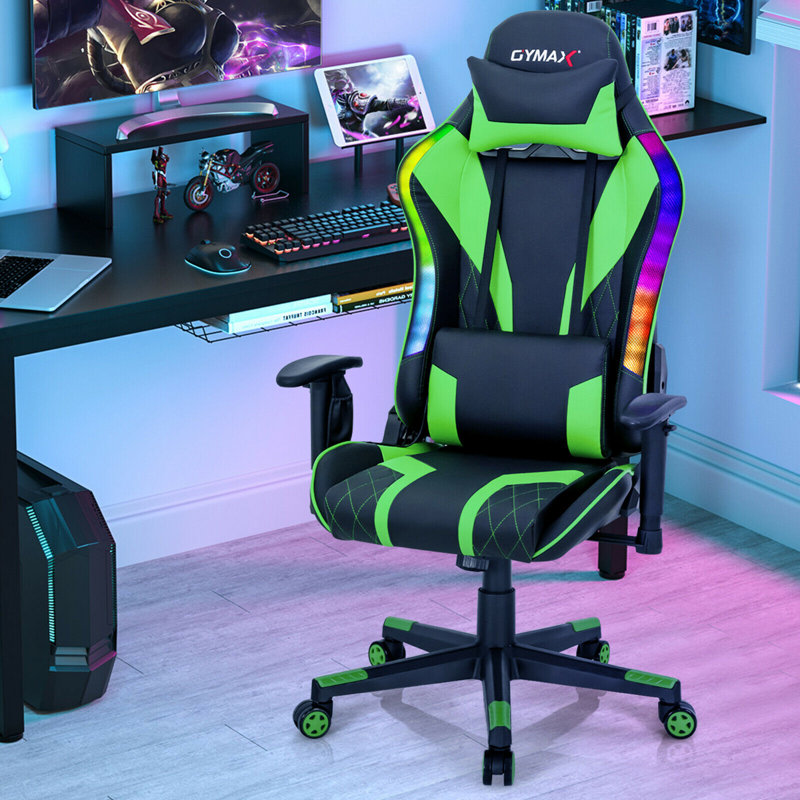 Chaise d'ordinateur de bureau Gymax, Vert/noir