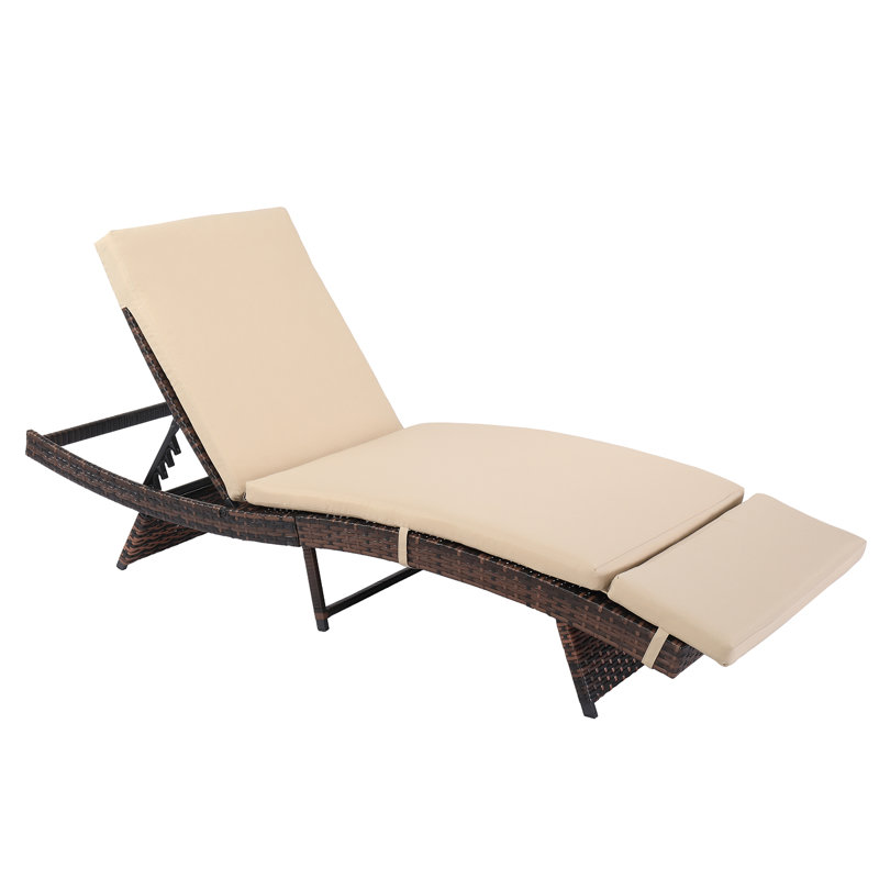 Chaise longue d'extérieur en osier Cotenia, Brun clair, Brun