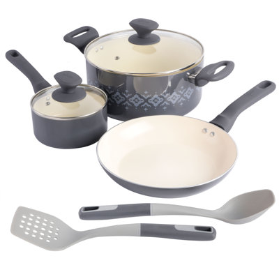Spice By Tia Mowry Savory Saffron 7Piece Healthy Nonstick Ceramic Cookware Set  Teal