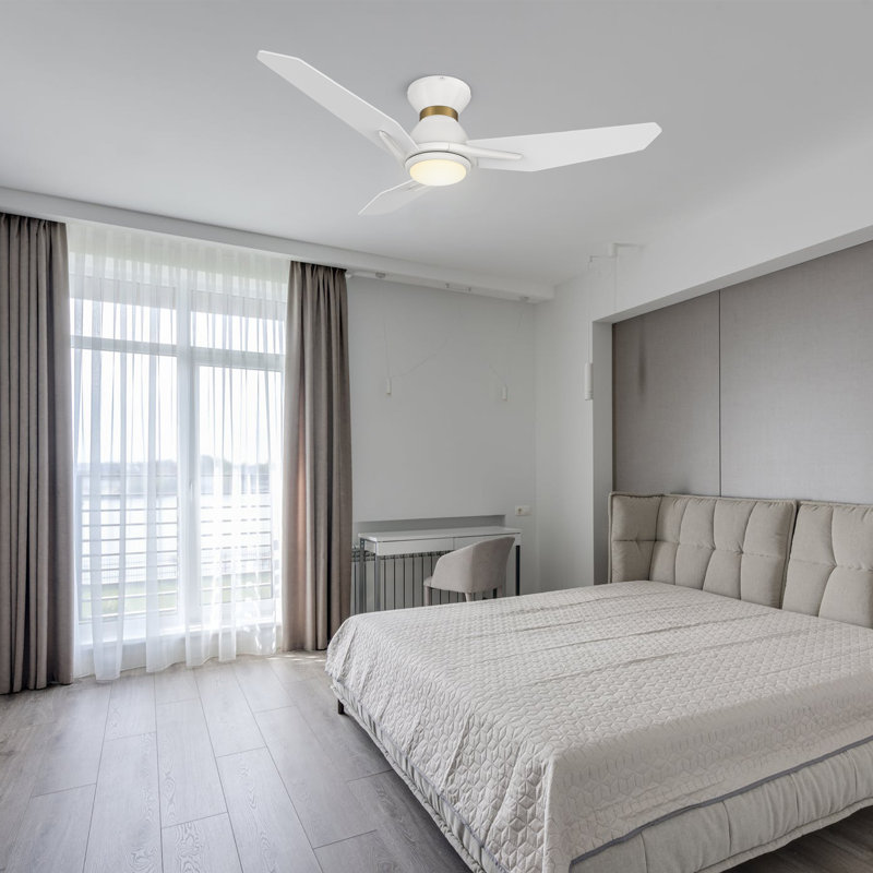Ventilateur de plafond intelligent de 48 pouces avec lumière, moteur à courant continu, télécommande, montage encastré.