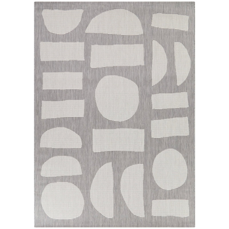 Tapis intérieur / extérieur en polypropylène tissé à la machine Asparas, Rectangle 7 pi 10 po x 10 pi