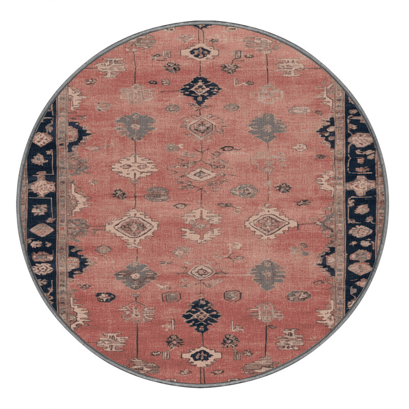 Tapis brun lavable à la machine, Rond 3 pi
