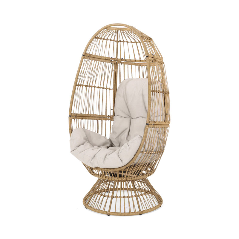 Fauteuil d'extérieur pivotant avec coussin Reseda, Natural Wood