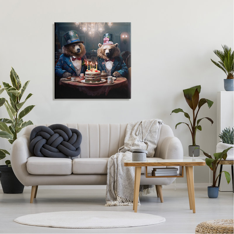 «Bears And Birthday Cake» sur toile par Ray Powers, H 30 po x l 30 po x P 1,5 po