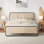 Lit double en lin beige