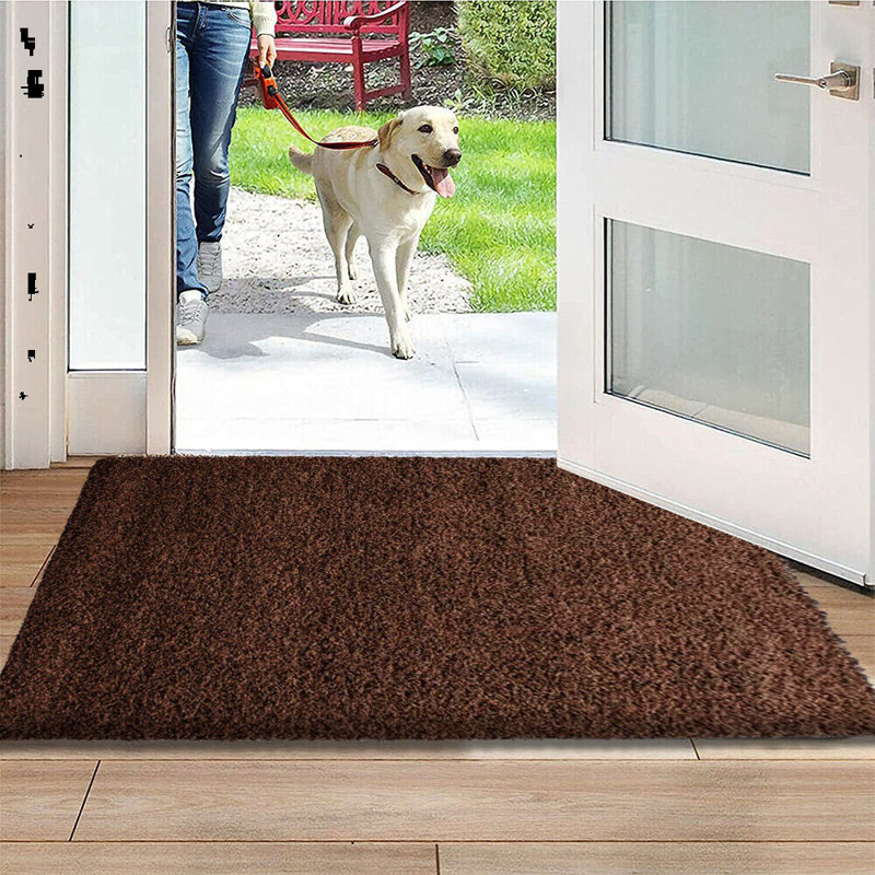 Meyah Non Slip Shaggy Door mats, Brown