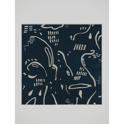 Tapis tissé à la machine en polyester / chenille bleu foncé / blanc Chihiro