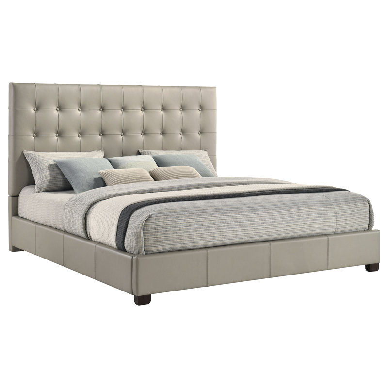 Lit plateforme en cuir véritable Joseph, Très grand lit, Tanné