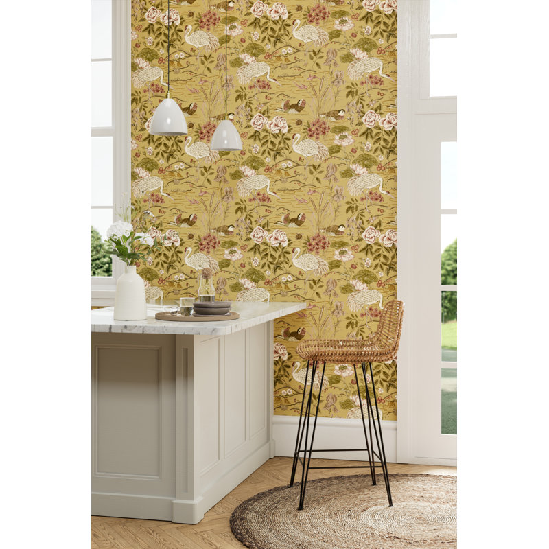 Crane & Frog Wallpaper, Honey/Olive