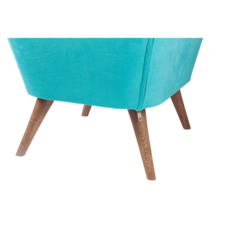Solid Wood Pouffe with Easy Clean Fabric, Turquoise, 22.4 x 17.7 x 17.7 inches | 100% Polyester Cover | 32 DNS Foam for Comfort | Stylish Addition to Living Room & Bedroom, Durable & Elegant Design
