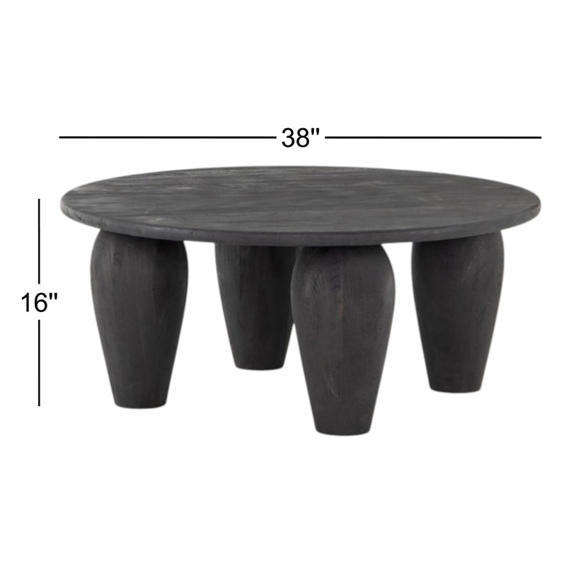 Maricopa Solid Wood Coffee Table, 16" H x 38" L x 38" W, Black