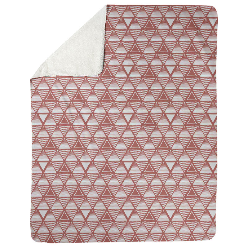 Couverture polairee triangles à la main, l 50 po x L 60 po, Rouge / Blanc