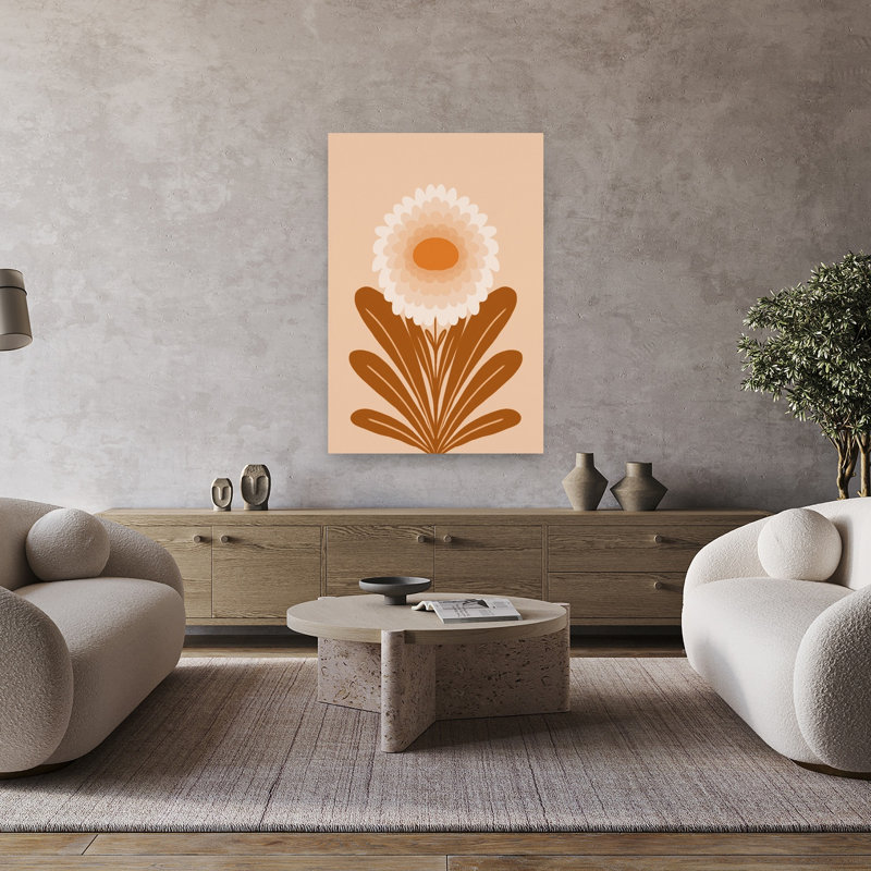 Boho marguerite abstraite minimaliste moderne marguerite moderne fleur art mural, 48" H x 32" W