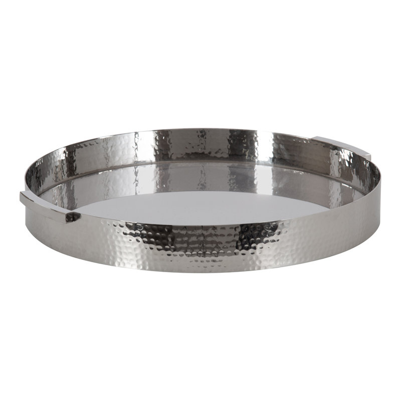 Plateau en métal martelé Yasmine, 2" H x 17" W x 17" D, Argent