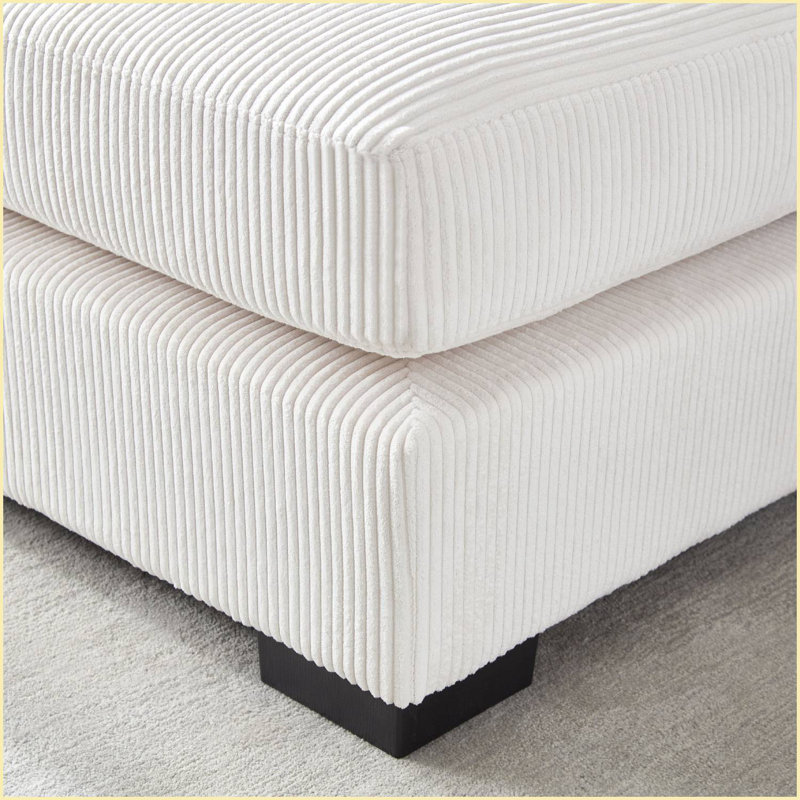 148" Upholstered Soft Sectional With Chaise, Beige Polyester