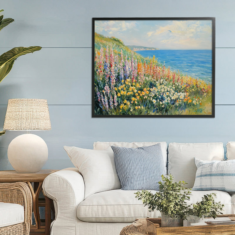 Giclée encadrée par Coastal Hyacinth Garden, par Petal Prints Design, H 24 po x l 30 po, Giclée encadrée noir minuit