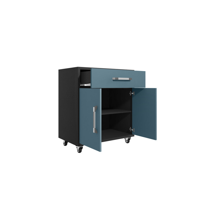 Aseem 2 Piece Storage System, Black/Blue