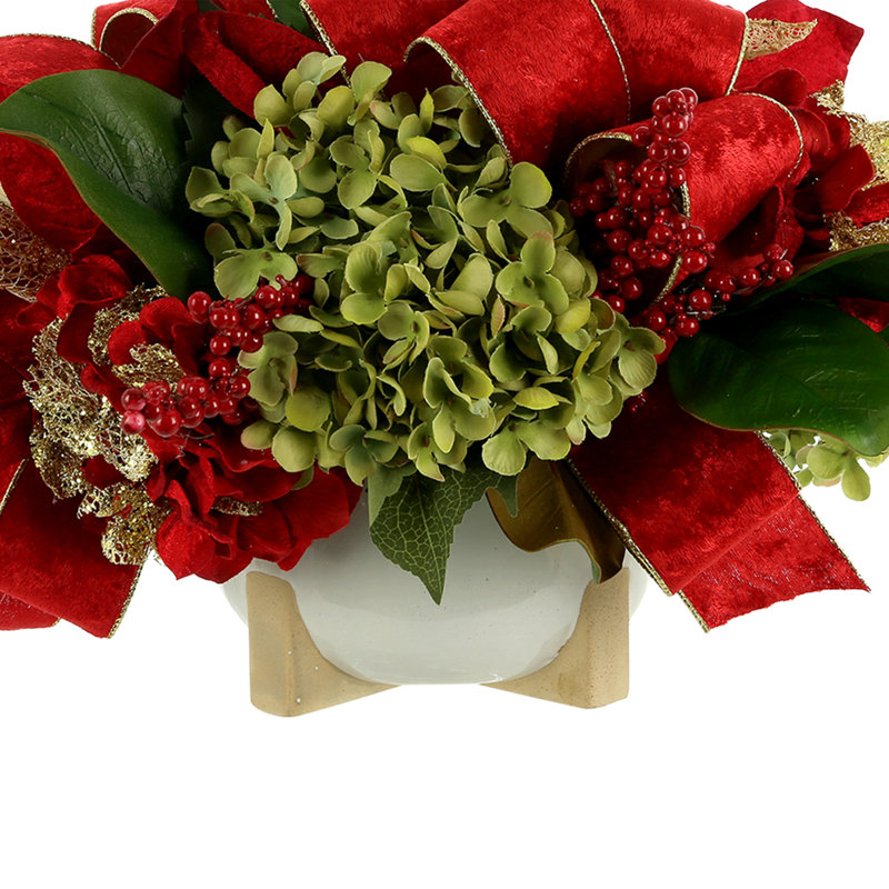 Arrangement d'hortensias en polysilk Quintara dans un vase
