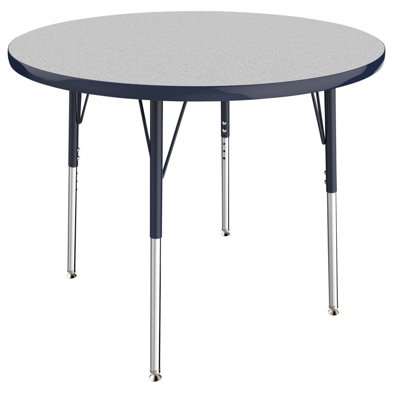 Table ronde à hauteur réglable, 36", Gris / bleu marine, Gris