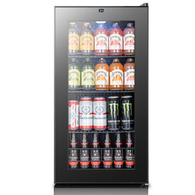 105-can Beverage Refrigerator, 3.1cu.ft Mini Fridge with Glass Door Freestanding Beverage Fridge with Adjustable Shelves for Soda Beer or Wine, Bevera — FIN-0017868 | Fridge.com
