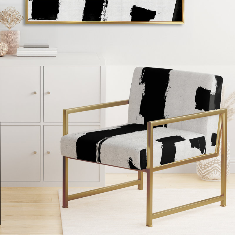 Fauteuil d'appoint rembourré Walt Crossing Paths II, Doré, Noir / blanc