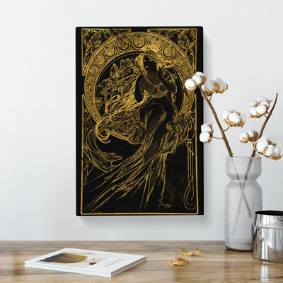 Golden Lady by Alphonse Mucha - Wrapped Canvas