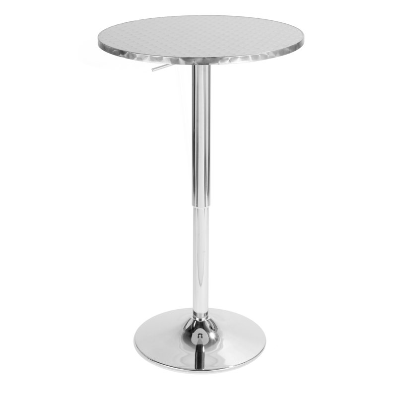 Table de bar ronde contemporaine réglable en argent