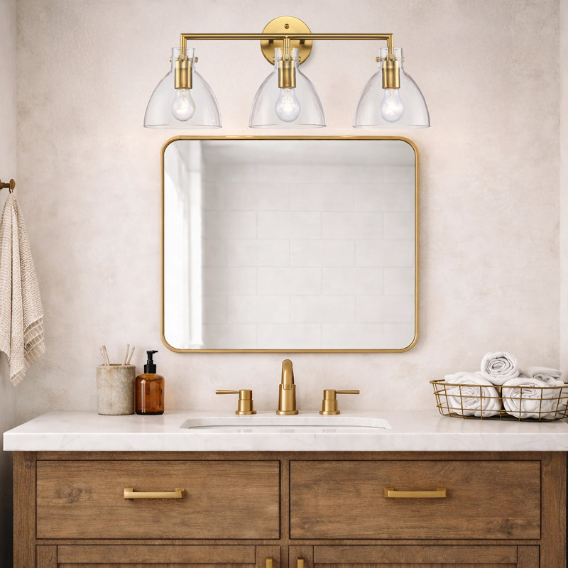 Martins 3 Light Dimmable Vanity Light, Antique Gold