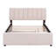 Lit plateforme tapissier avec lumières à DEL et matériaux beiges - lit gigogne simple Ambiance à utilisation à long terme pour créer une chambre à coucher romantique-236259399