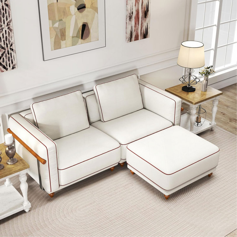 Canapé modulaire modulaire: canapé de luxe 86 pouces avec repose-pieds, coussins de canapé rembourrés à 70%, amovible et lavable, canapé en lin ultra-doux, très grand canapé de salon blanc