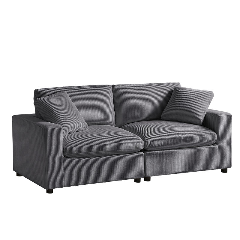 Vinessa Modular 2-Piece Sofa, Gray Corduroy